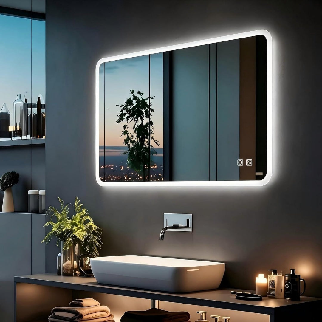 con illuminazione LED arredo per soggiorno con vetro