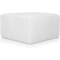 Seduta imbottita con poggiapiedi rivestimento boucle bianco