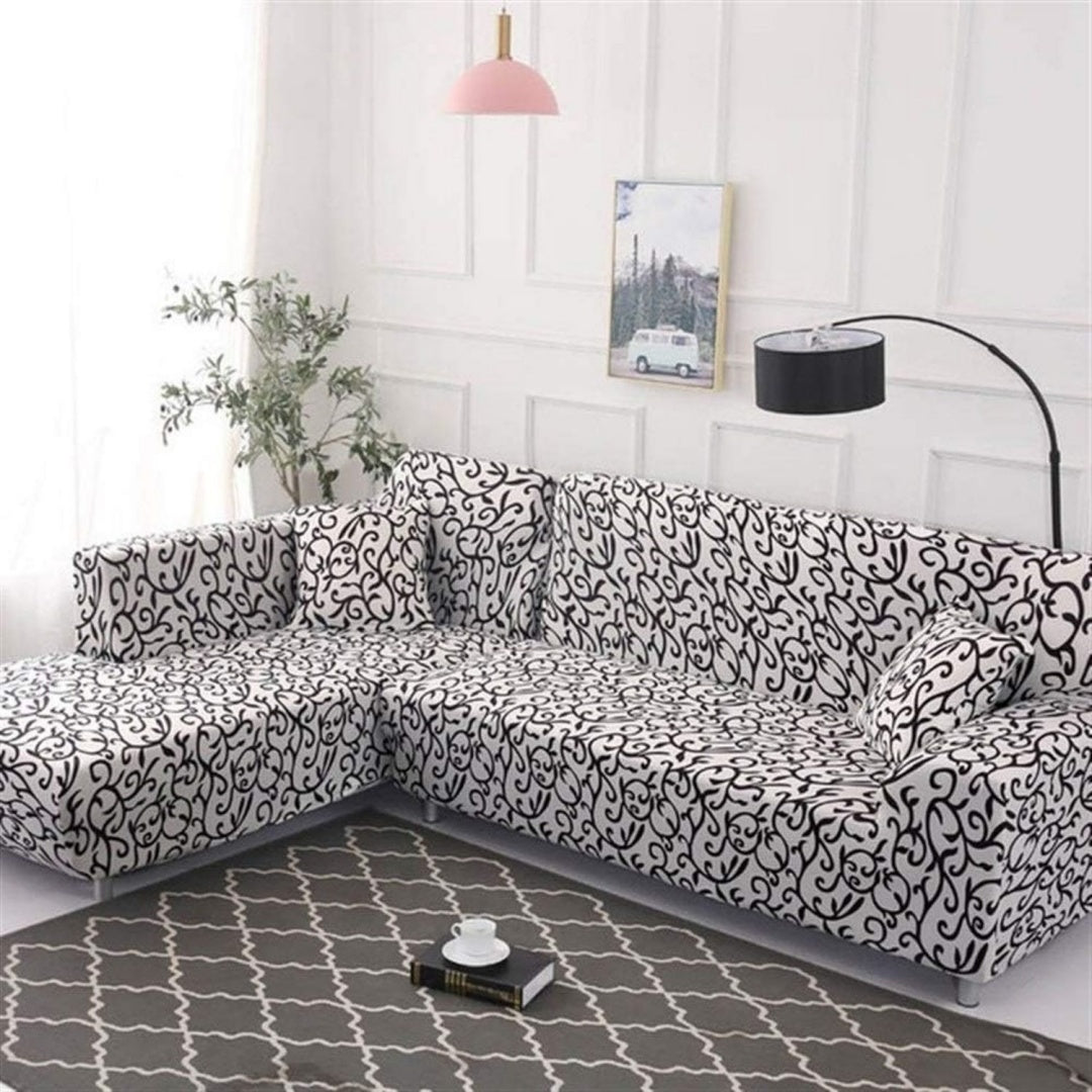 Seduta imbottita Elastic Sofa Cover Cotone Bisogno nero