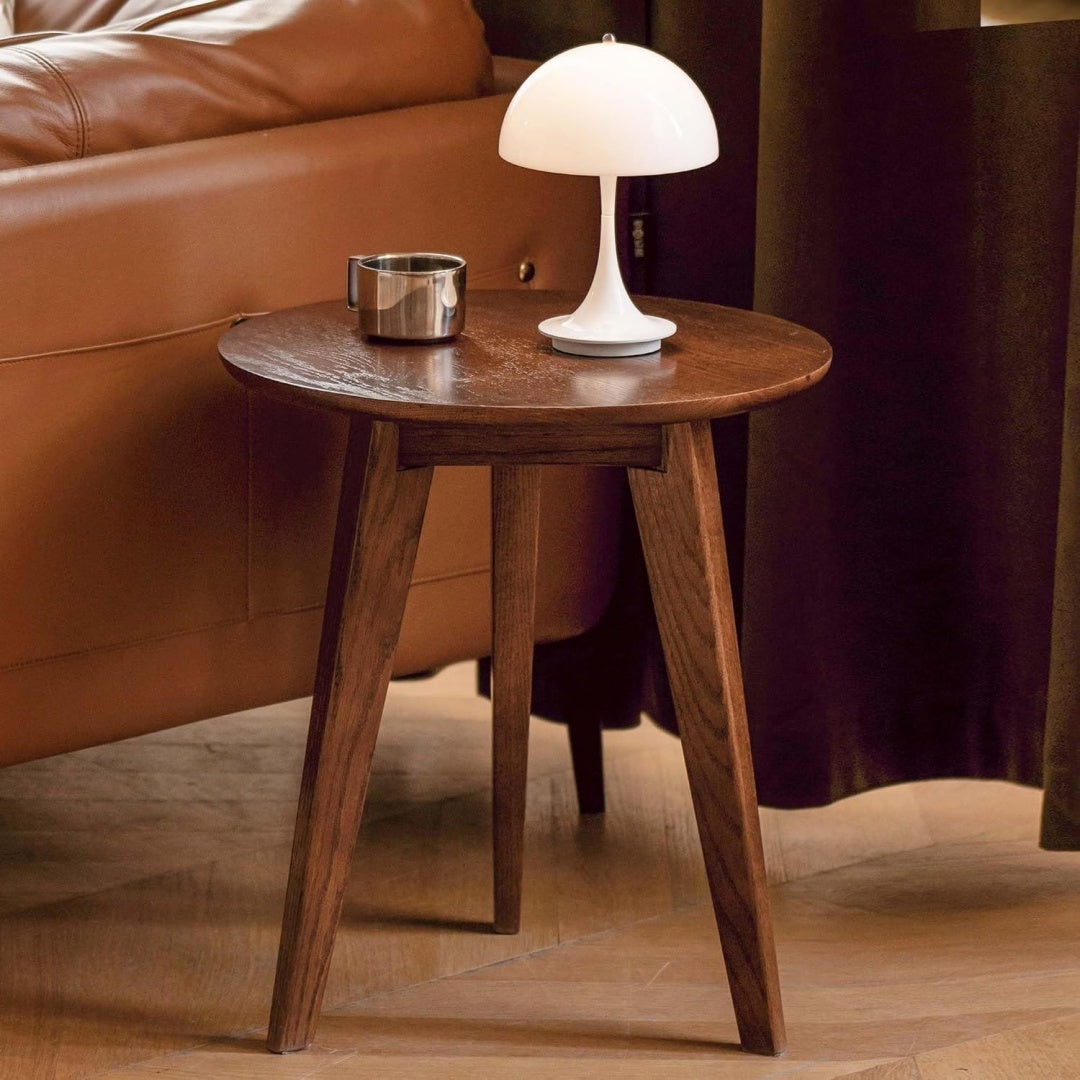 Tavolino laterale YESWOOD Tavolino rotondo rovere massello, rovere