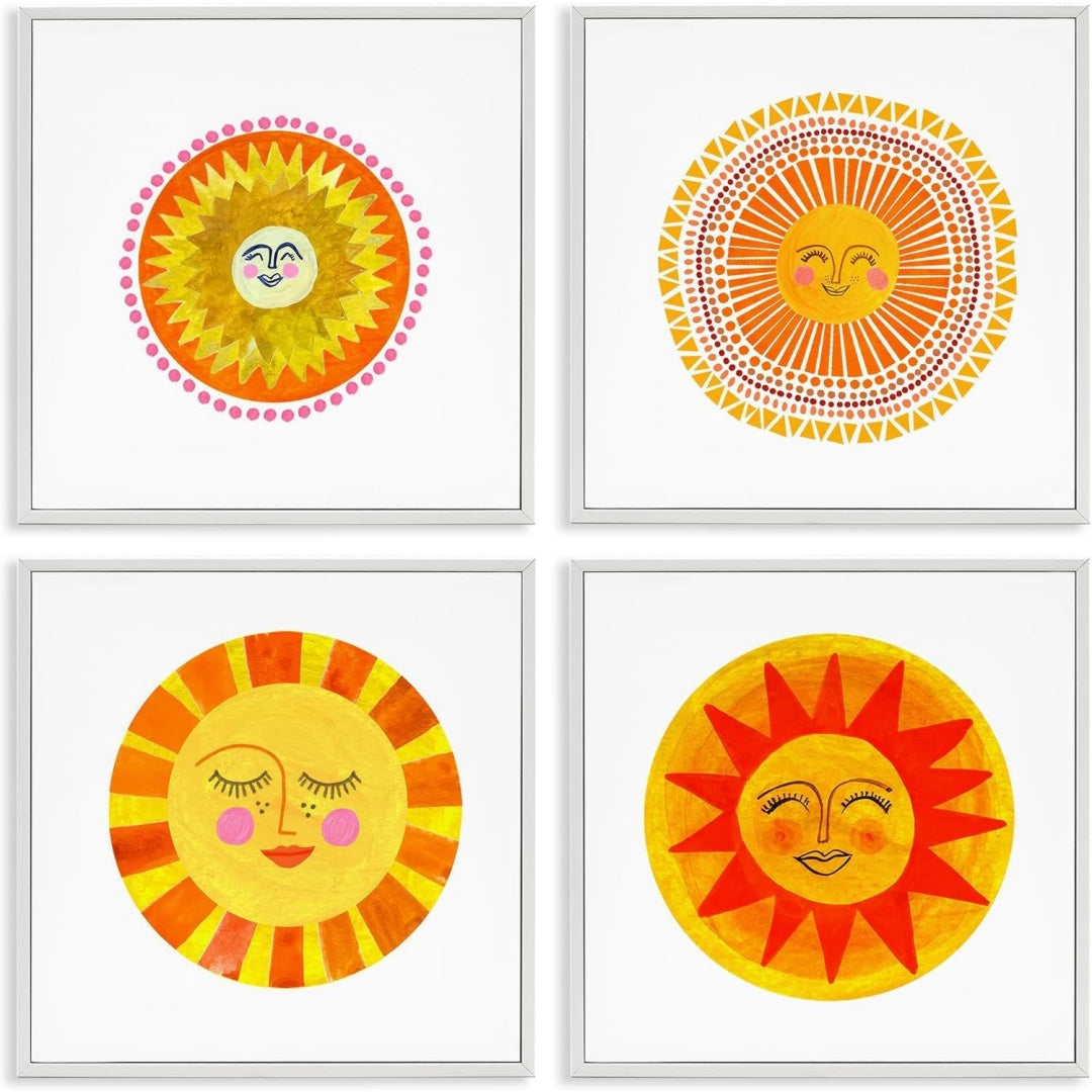 Mobile funzionale Whimsical Smiling Suns Boho, cornice rosa