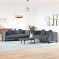 Seduta imbottita grigio scuro con braccioli rivestimento in tessuto