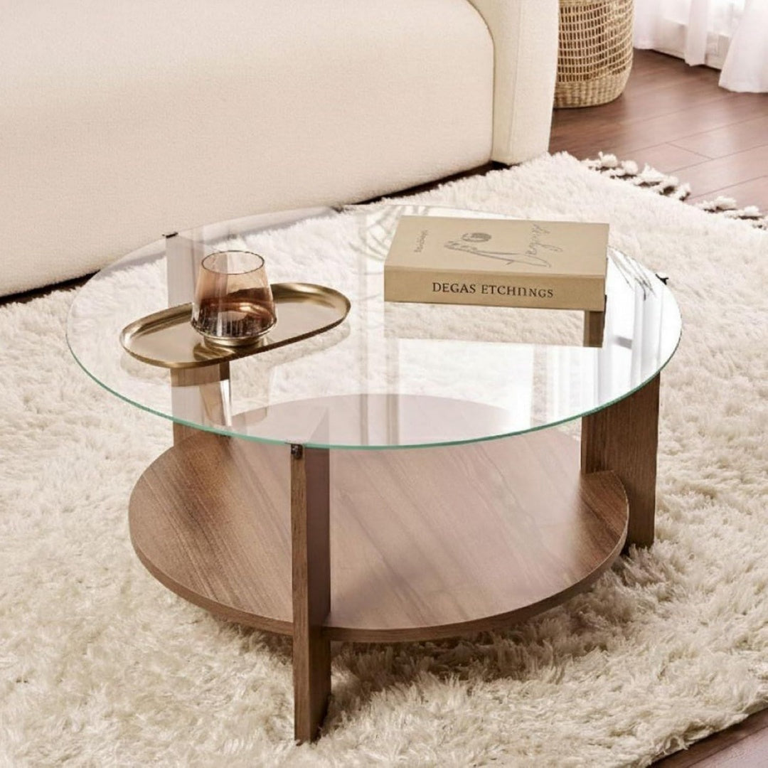 Tavolino per soggiorno con vetro marrone